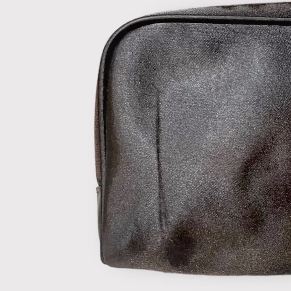 Chanel Parfums Satin Cosmetics Bag Clutch Bronze and Black Zip Up